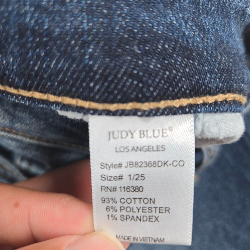 Judy Blue Mid Rise Boyfriend Fit Stretch Cuffed Jeans Women's Size 1/25 - Picture 4 of 8